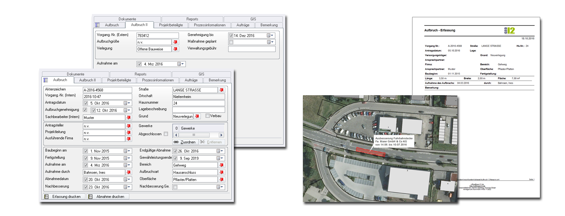 CAFM System für Erfassung, Verwaltung und Auswertung von Aufbrüchen und Baustellen - mit GIS Integration