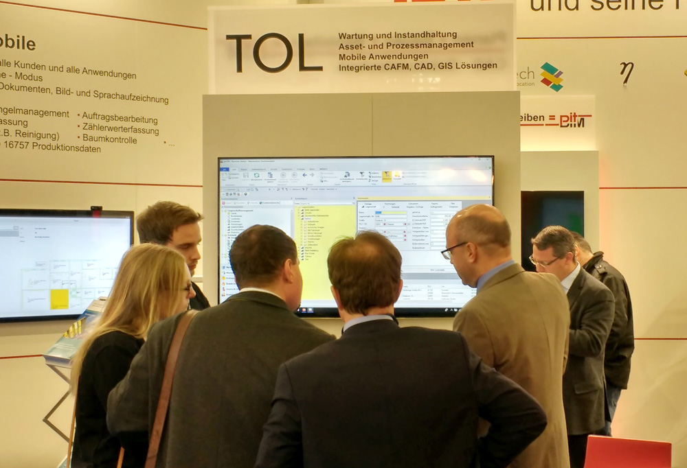 Messestand der TOL GmbH bei der INservFM 2018 Bei der INservFM informierte die TOL über die Digitalisierung von Serviceprozessen im Facility Management