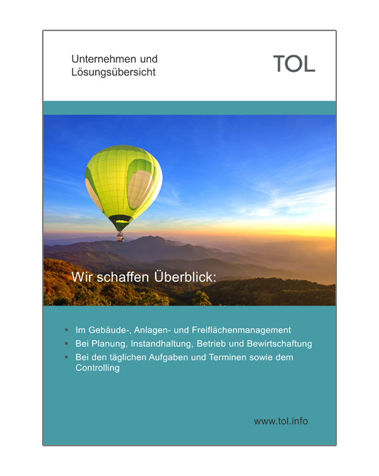 CAFM, GIS und CAD Softwarelösungen - Unternehmensflyer der TOL GmbH