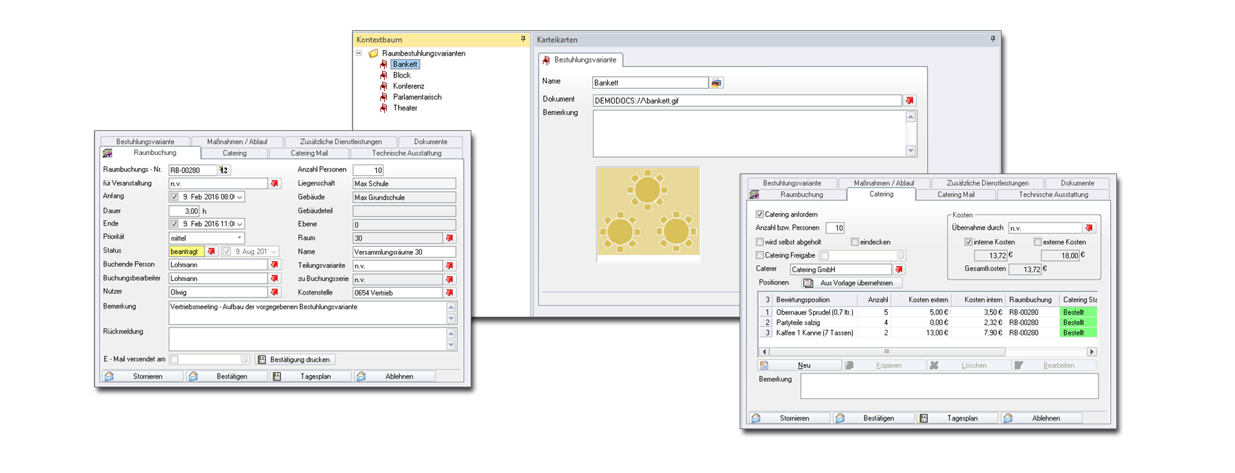 CAFM System für Raumreservierung und Catering mit übersichtlicher Visualisierung aller Belegungstermine
